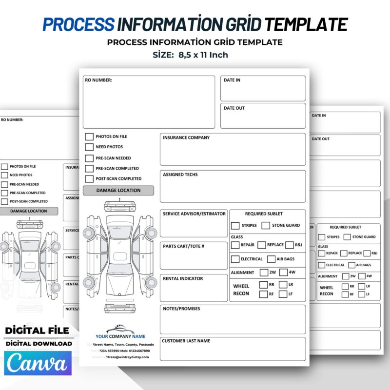 Process Information Grid - Automotive Workflow Organizer